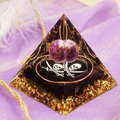 Olivenorma Amethyst Obsidian Totenkopf Symbol Orgon-Pyramide