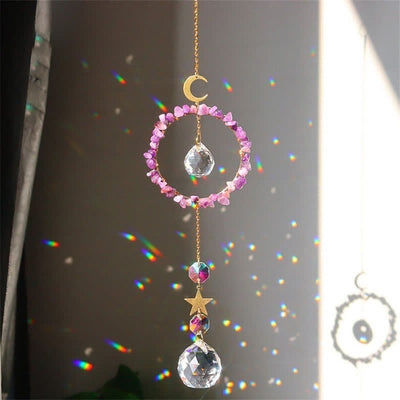 Olivenorma Crystal Circle Moon Healing Suncatcher