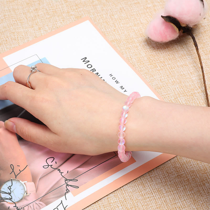 Olivenorma Pink Kristall Glasperlenarmband