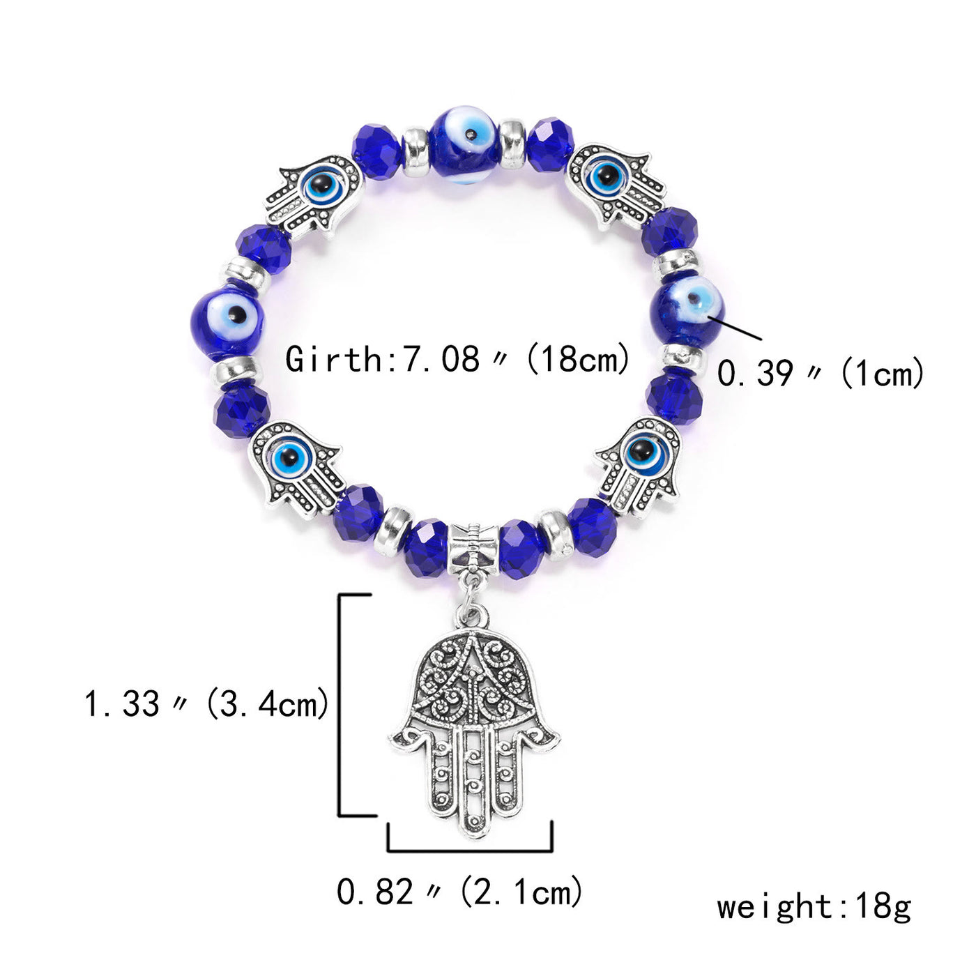 Olivenorma Böses Auge Hamsa Anhänger Epoxy Zirkon Armband