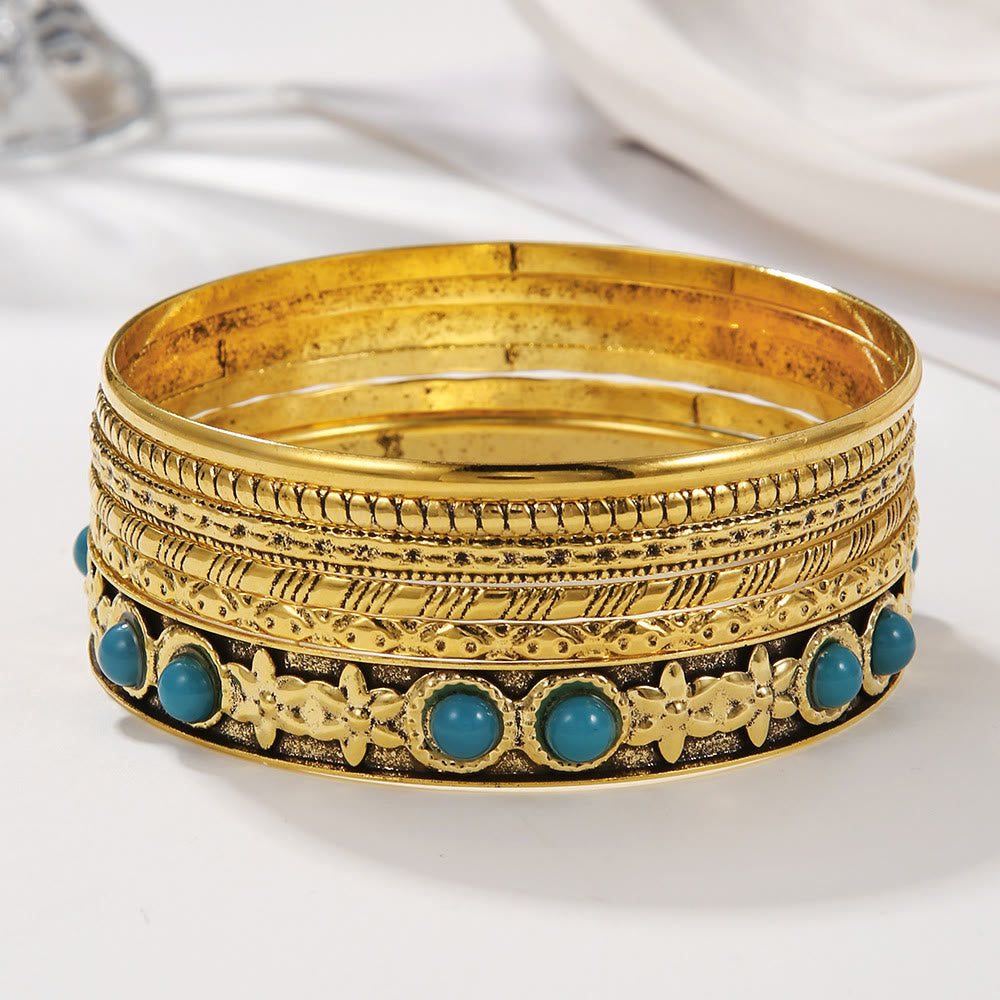 Olivenorma Bohemian Ethnic Exaggerated Metal Turquoise Armband