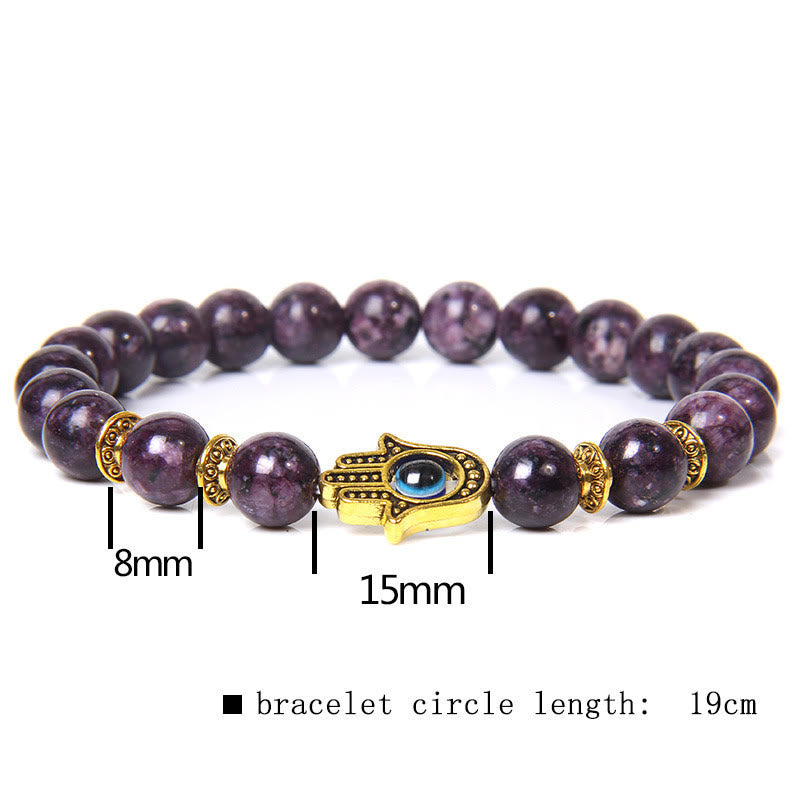 Olivenorma Evil Eye Hamsa 8mm Naturperlen Männer Armband 