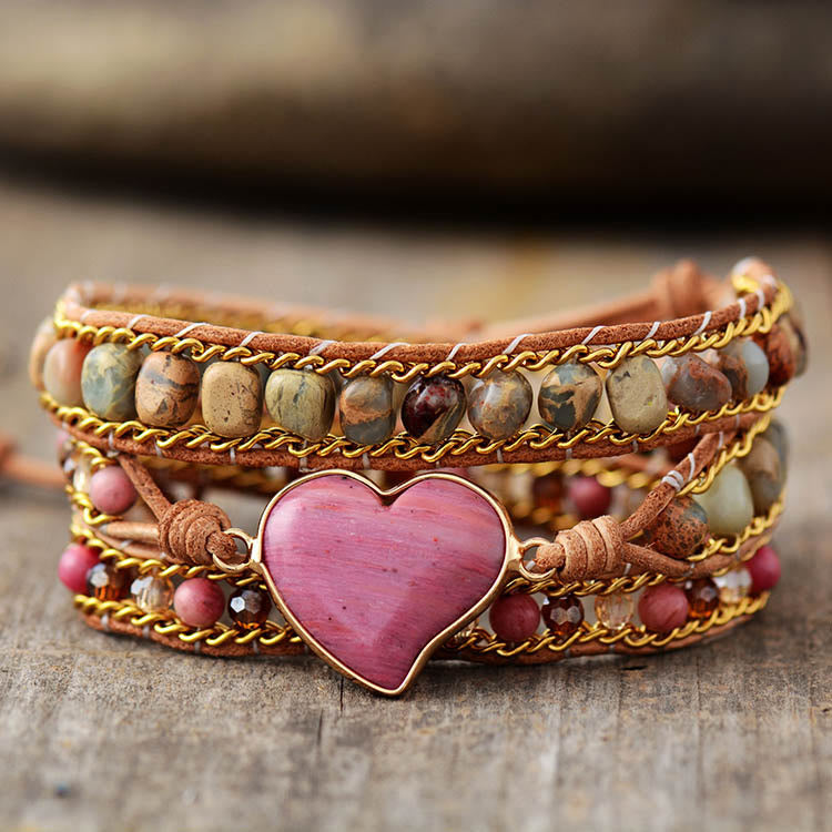 Pure-Liebe-Rhodonit-Wickelarmband