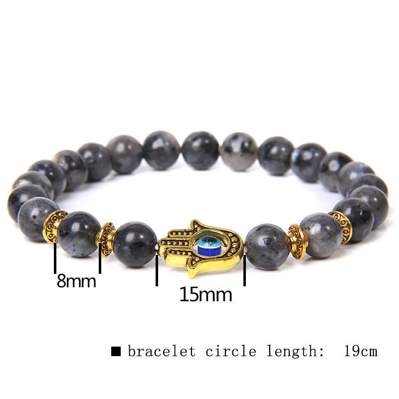 Olivenorma Evil Eye Hamsa 8mm Naturperlen Männer Armband 