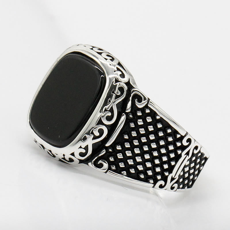 Olivenorma Schwarzer Onyx Männer Silber Cooler Geschenk Ring 