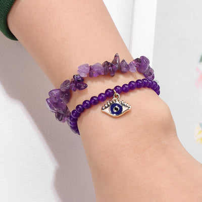 Olivenorma Evil Eye Anhänger Doppeltes Schicht Kristall Armband Set