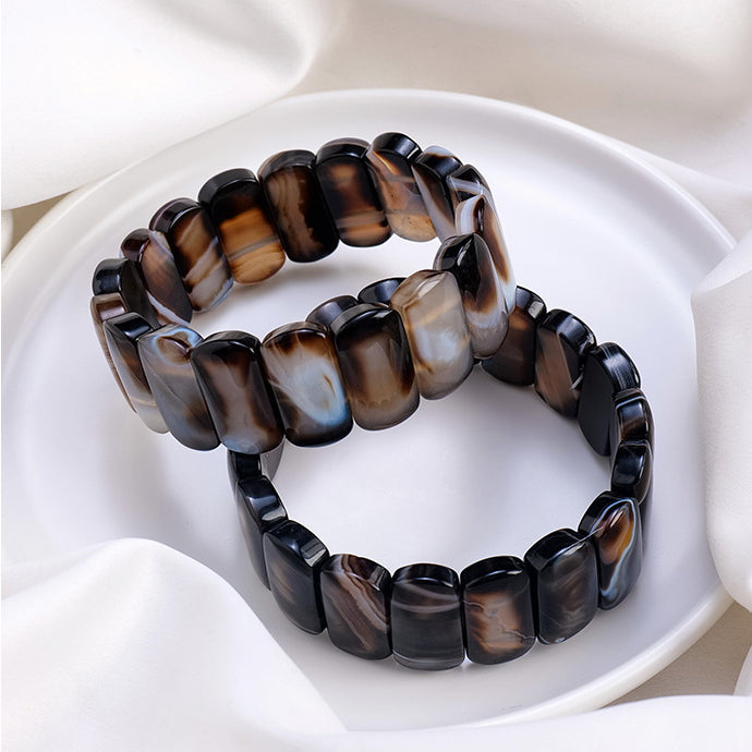 Olivenorma Natürlicher Sardonyx Rechteckige Perlen Armband