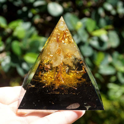 Olivenorma Golden Clarity - Citrin & Obsidian Baum des Lebens Pyramide - image 4