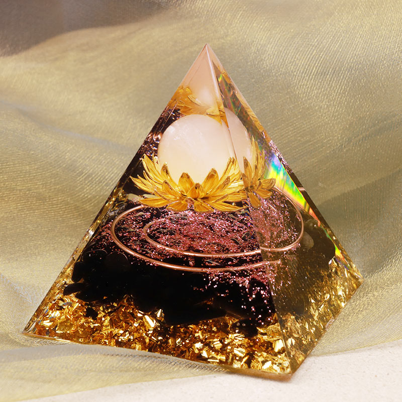 Olivenorma Clear Crystal Obsidia Lotus Symbol Orgon-Pyramide