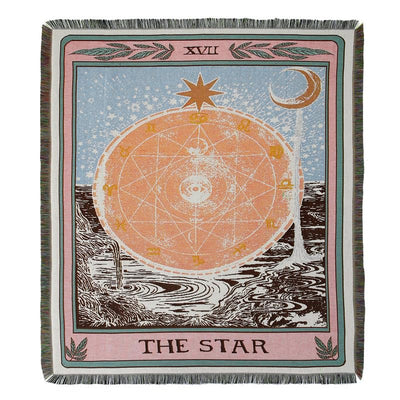 Olivenorma Tarotkarte "DER STERN" Print Quasten Gewebte Decke