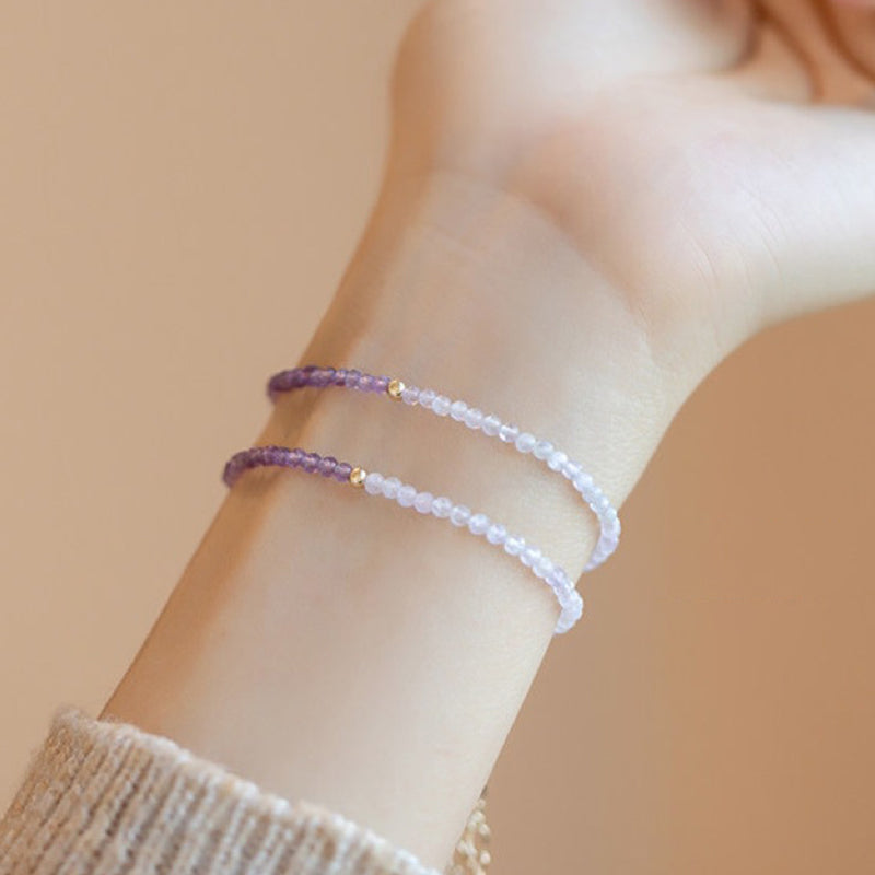 Wisteria - Amethyst With Clear Crystal Healling Gemstone Bracelet