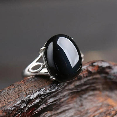 Olivenorma „Spiritueller Schutz“ Natürlicher Obsidian Ring 