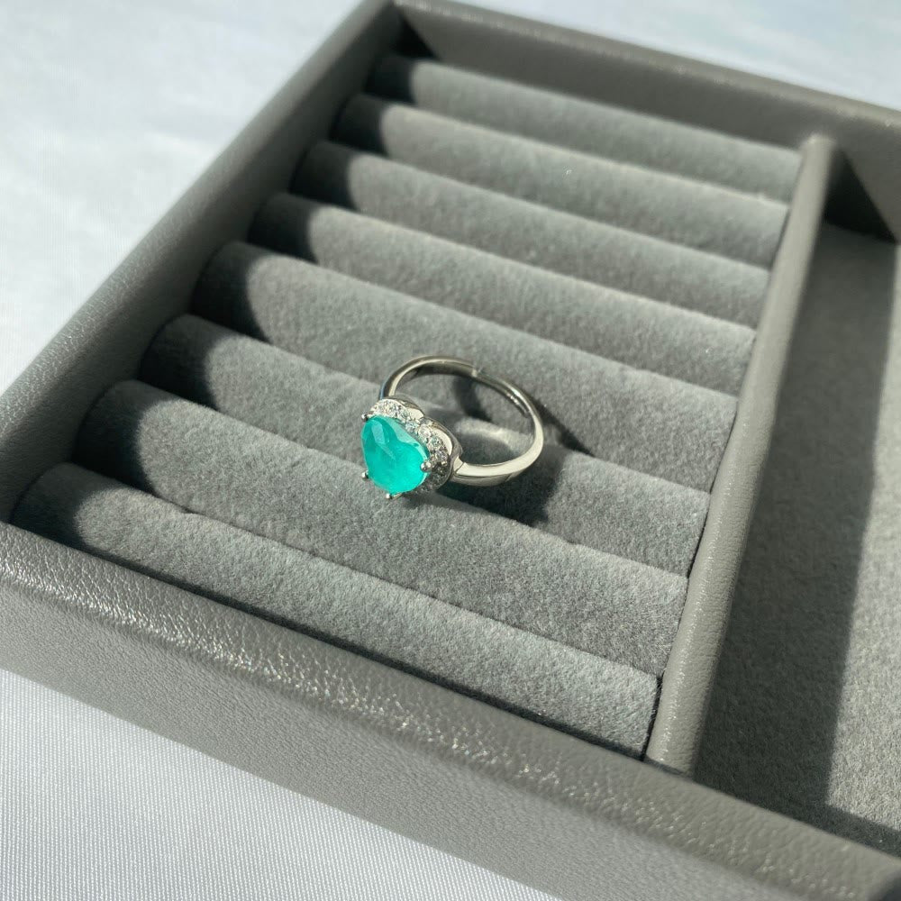 Olivenorma Herzform Paraiba Turmalin Exquisiter Ring 