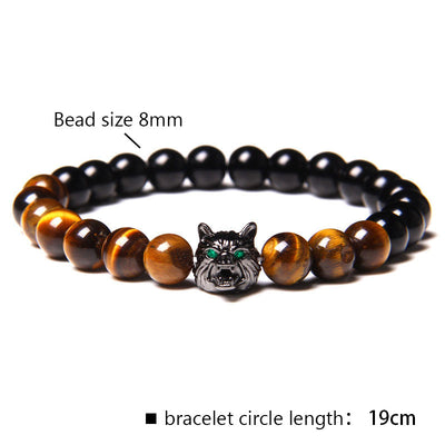 Olivenorma Tigerauge Wolf Armband