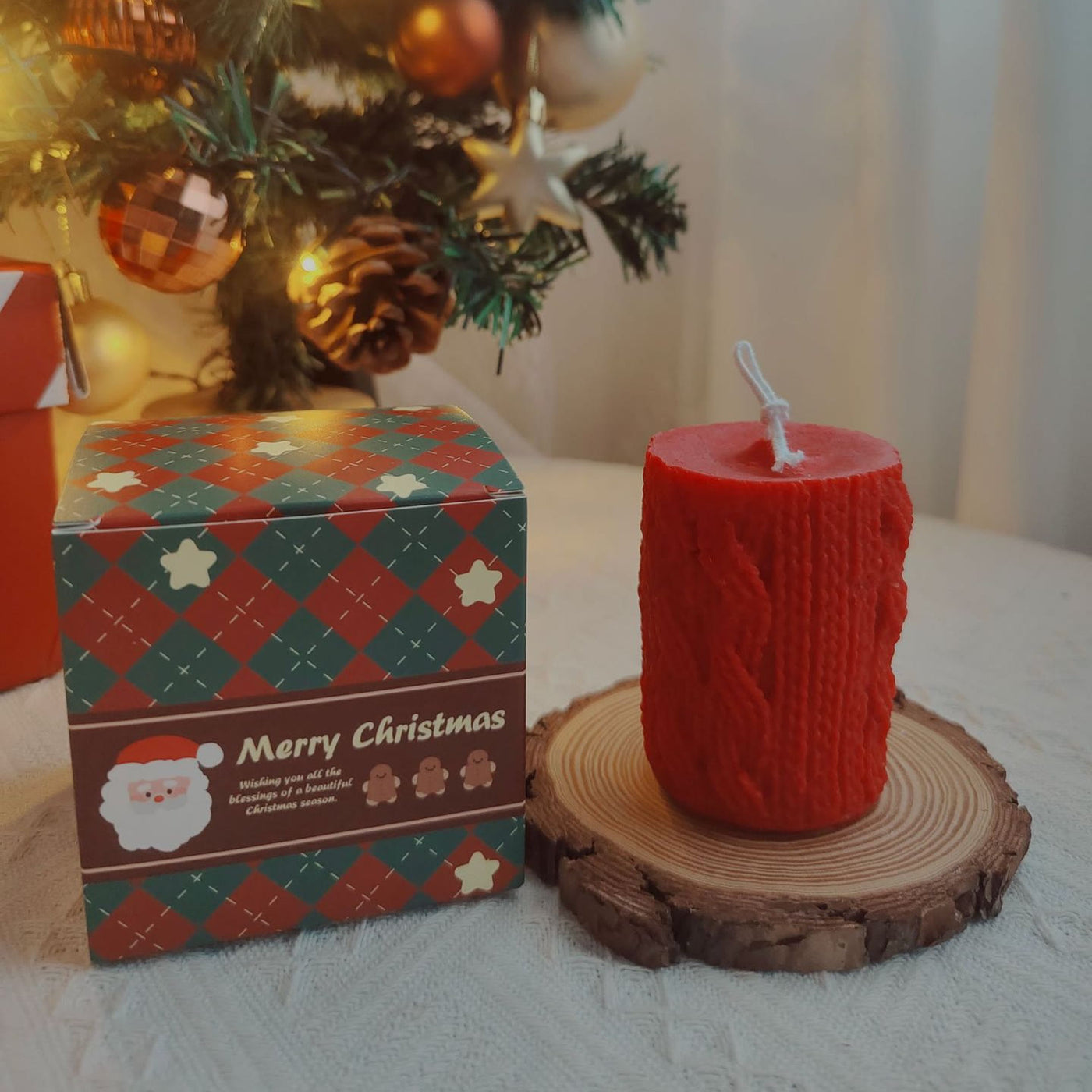 Olivenorma Gravierte Handschuhe Garnknäuel Weihnachtssocke Kerze 