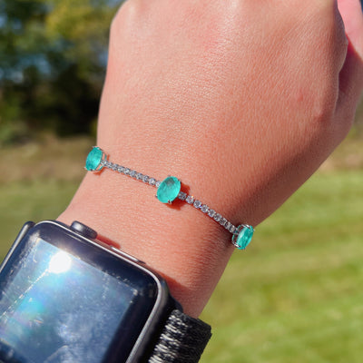 Olivenorma Drei Paraiba Turmalin Armband 