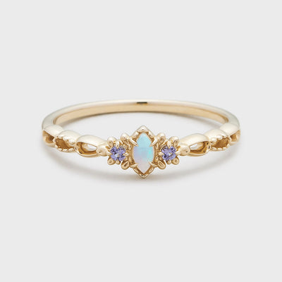 Olivenorma Natürlicher Opal Violette Spitzenhalskette Ohrringe Ring 