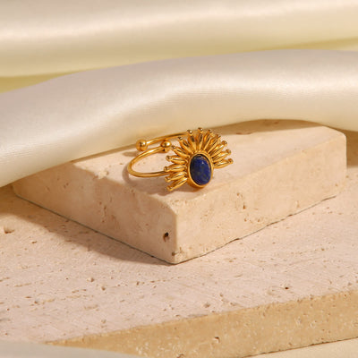 Olivenorma Lapis Lazuli 18k vergoldeter Edelstahlring