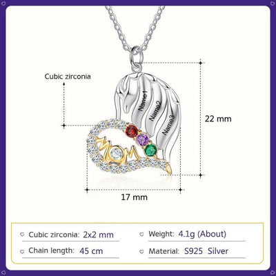 Olivenorma Mutters Geburtssteine ​​Halber Diamant Herz Halskette