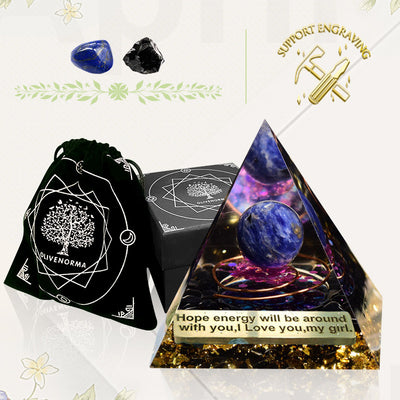 Olivenorma Lapislazuli Obsidian Orgon Pyramide 