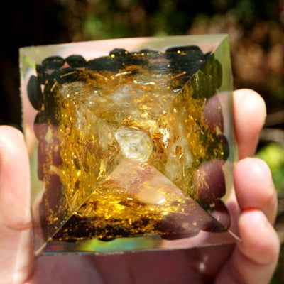 Olivenorma Golden Clarity - Citrin & Obsidian Baum des Lebens Pyramide - image 7