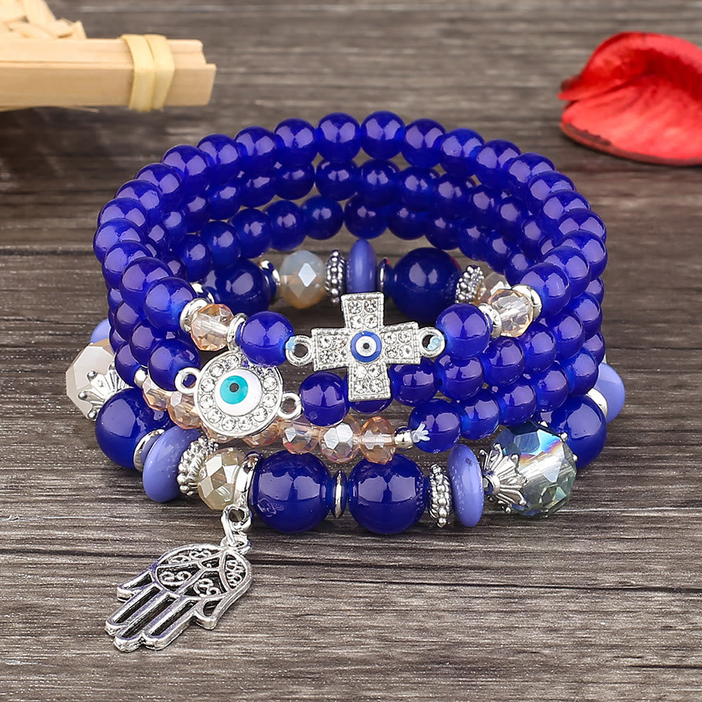 Olivenorma Bösen Blick Hamsa Schutz 4-teiliger Armband Set