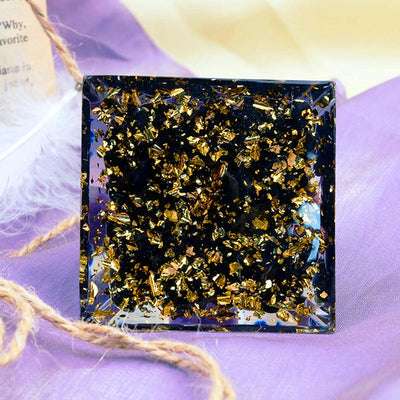 Olivenorma Amethystkugel mit Obsidian-Zodiac-Stier-Orgonpyramide 