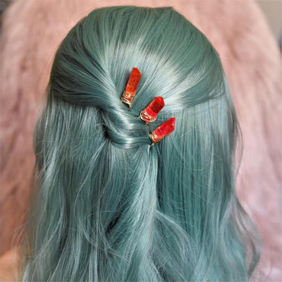 Olivenorma Handgefertigte Haarnadel mit Kristallfaden - Rubinquarz - image 1