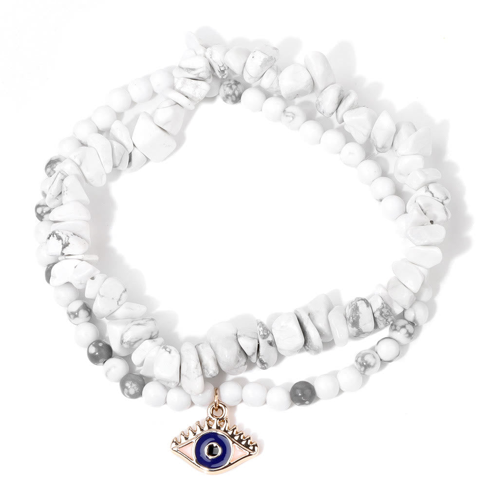 Olivenorma Evil Eye Anhänger Doppeltes Schicht Kristall Armband Set