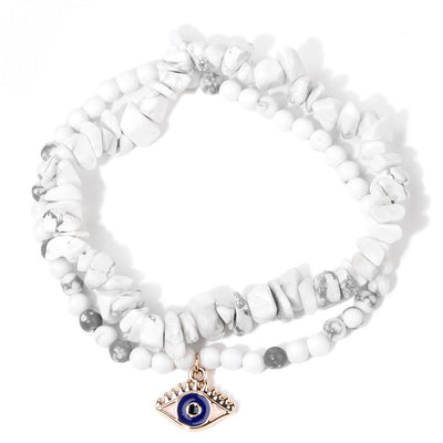 Olivenorma Evil Eye Anhänger Doppeltes Schicht Kristall Armband Set