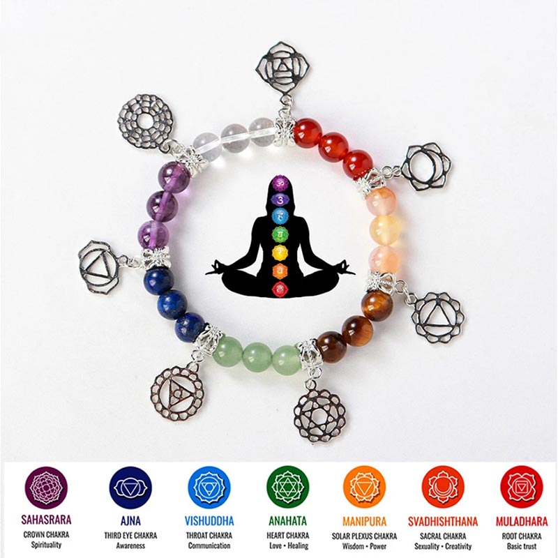 Naturstein Sieben Chakra Yoga Armband