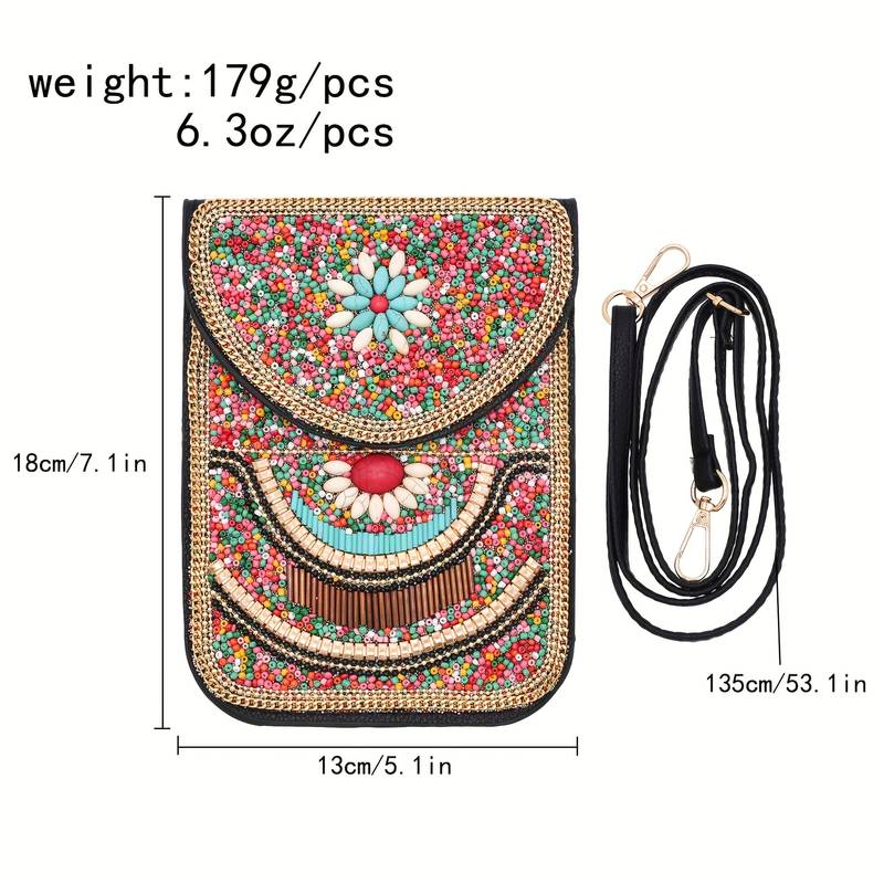 Olivenorma Ethnic Style Perlen Crossbody Handytasche 