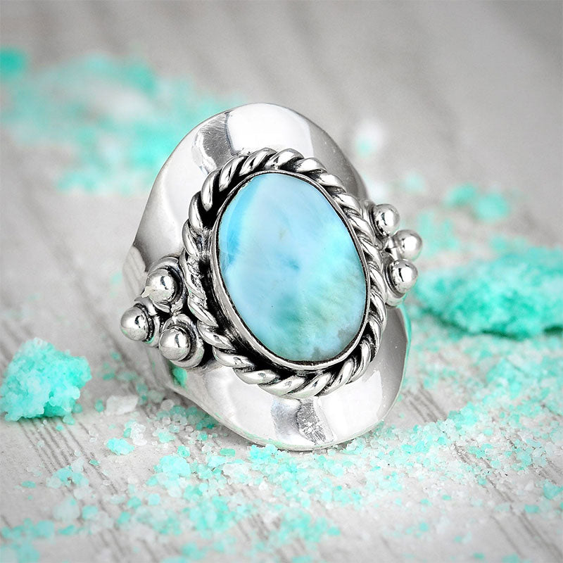 Olivenorma Der Larimar Boho-Ring für Frauen