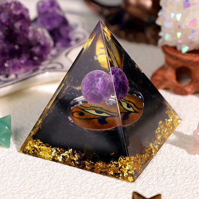 Olivenorma Amethyst Obsidian Auge des Horus Orgon Pyramide