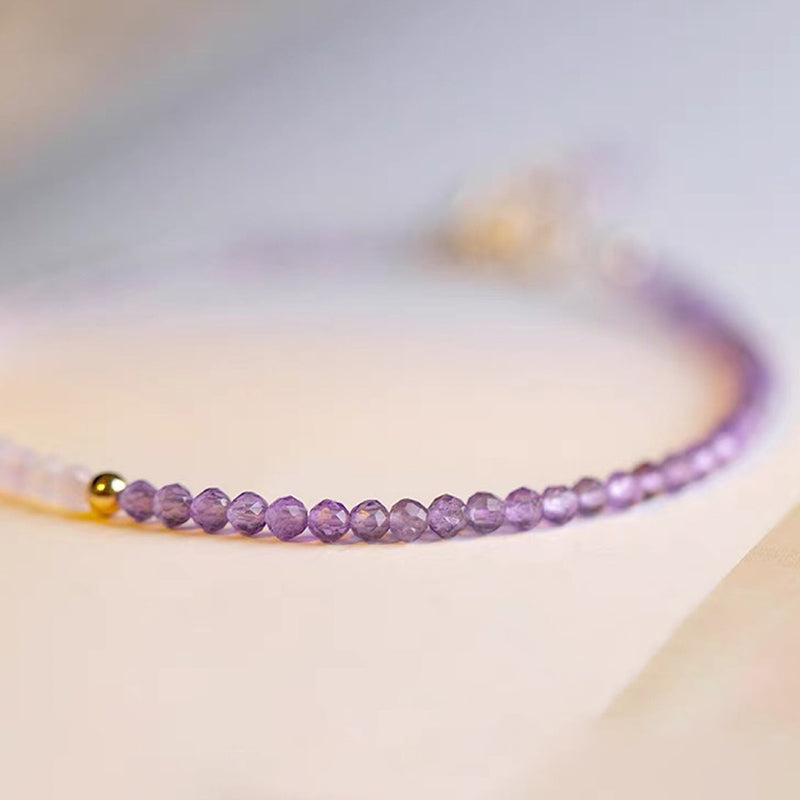 Wisteria - Amethyst mit klarem Kristall, heilendes Edelsteinarmband 