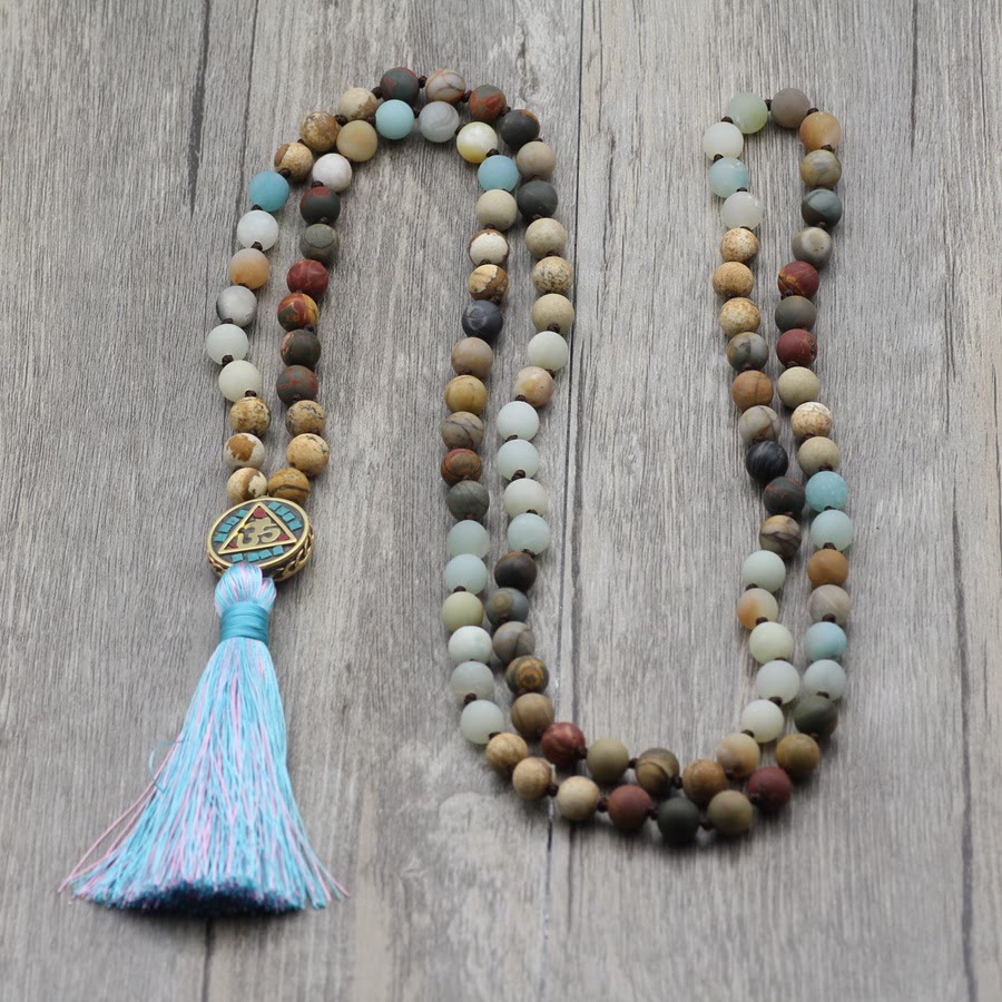 Olivenorma Multicolor Tassel Mala Rosenkranz Perlen Halskette 