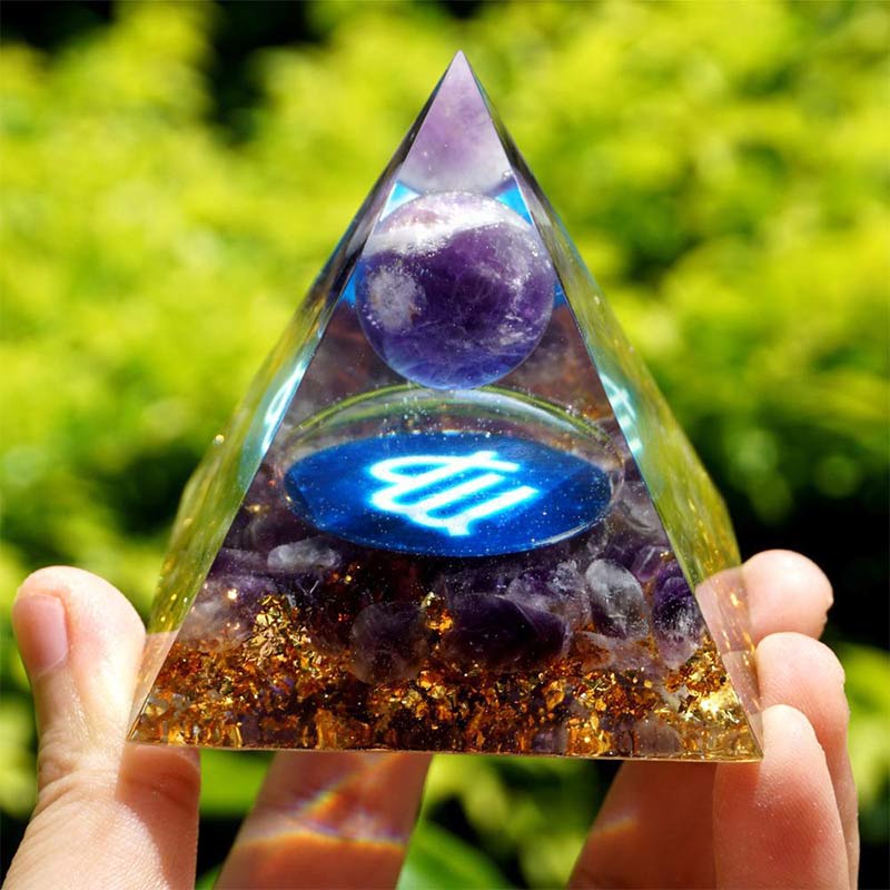 (Räumungsverkauf 30% Rabatt / CODE: OFF30) - Olivenorma Amethyst Virgo Zodiac Orgone Pyramid