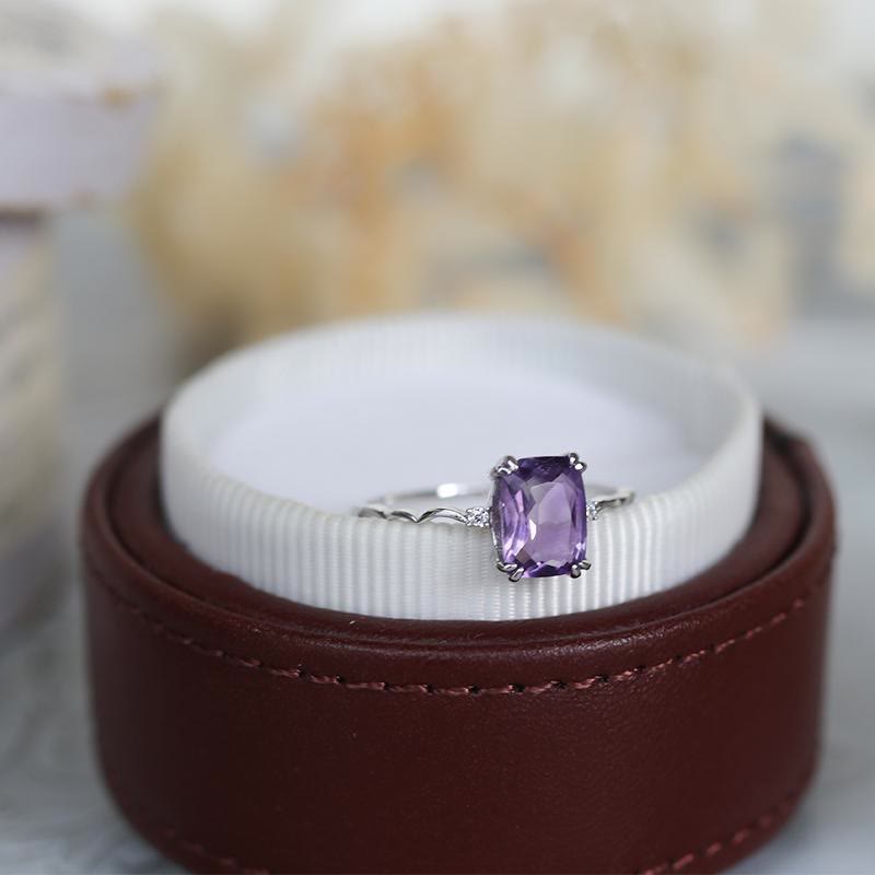 Olivenorma Amethyst Sugar Cube Wave Design Ring