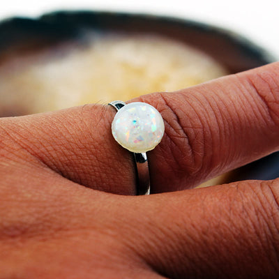 Olivenorma Opal Mondstein Einfacher Halbkreis Verstellbarer Ring 