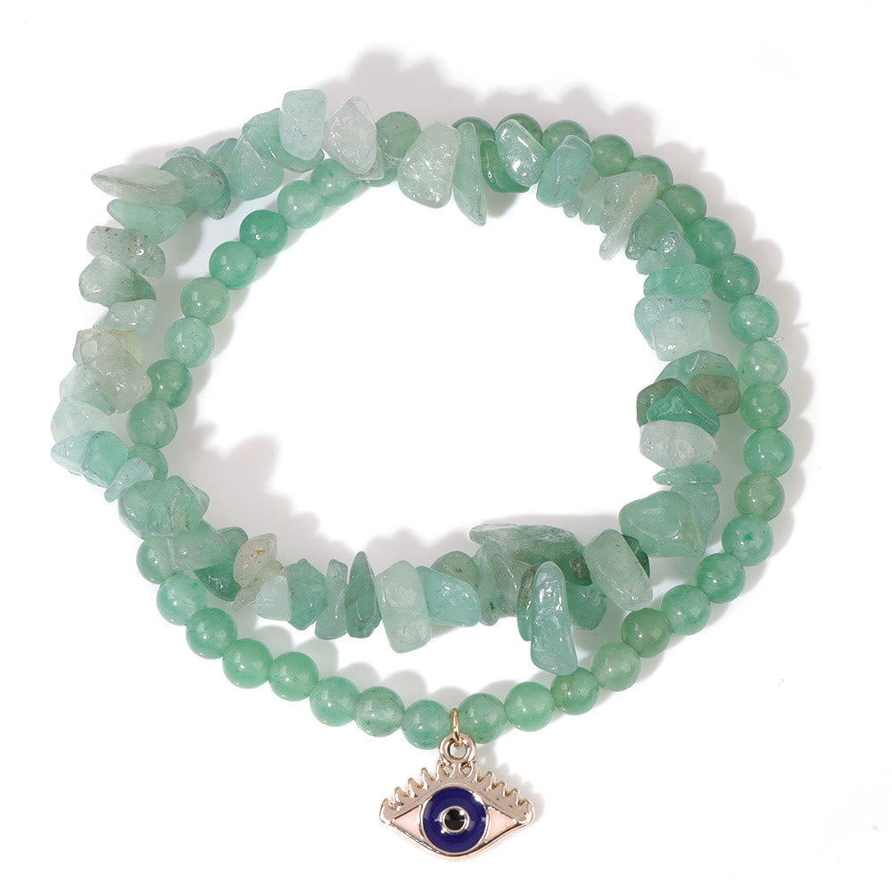 Olivenorma Evil Eye Anhänger Doppeltes Schicht Kristall Armband Set