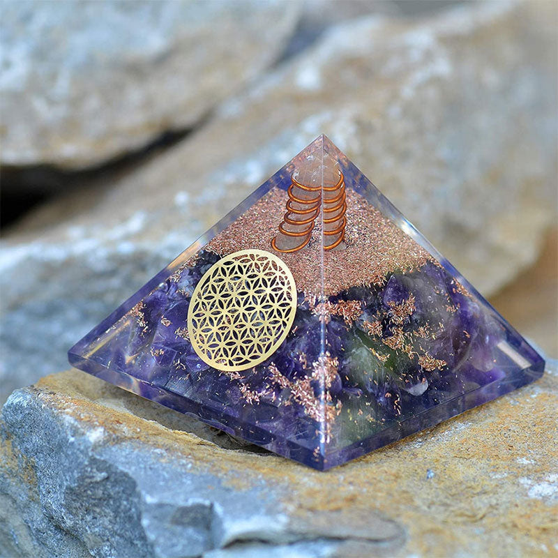 Olivenorma Amethyst Blume des Lebens Orgon-Pyramide