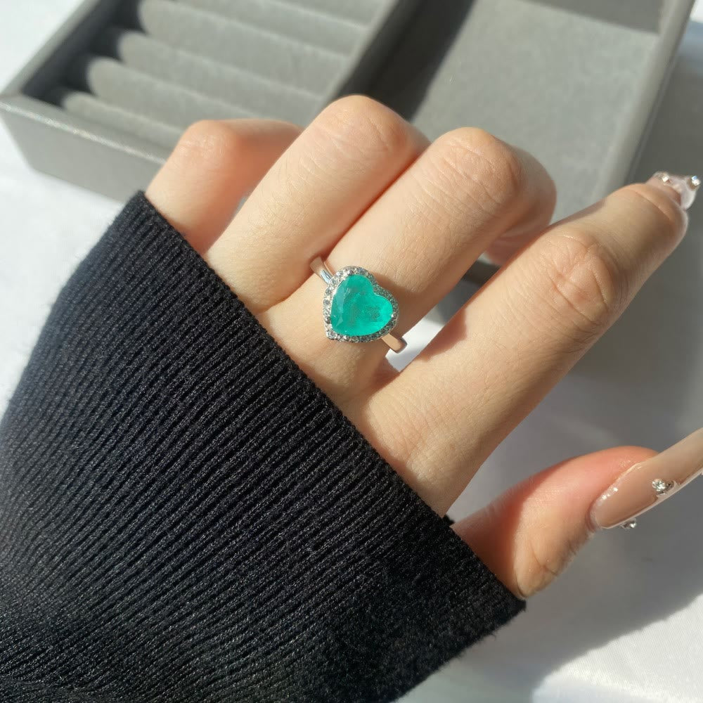 Olivenorma Herzform Paraiba Turmalin Exquisiter Ring 