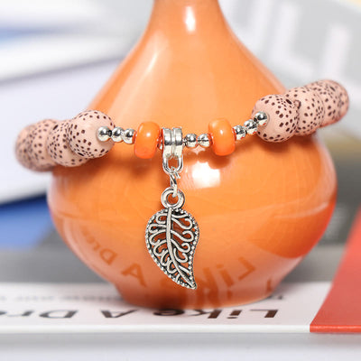 Olivenorma Blatt Herz Charm Perlen Armbandset