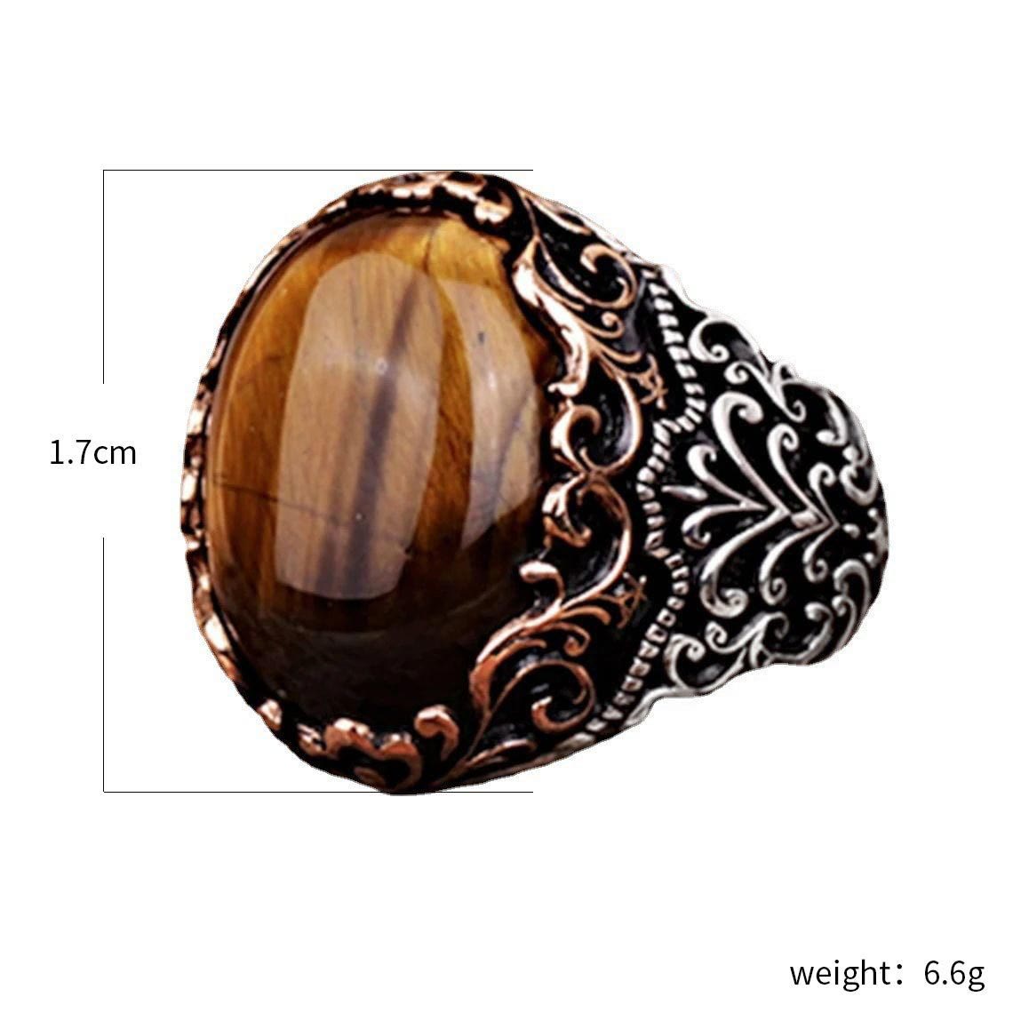 Olivenorma Herren Tigerauge Edelstein Ring 