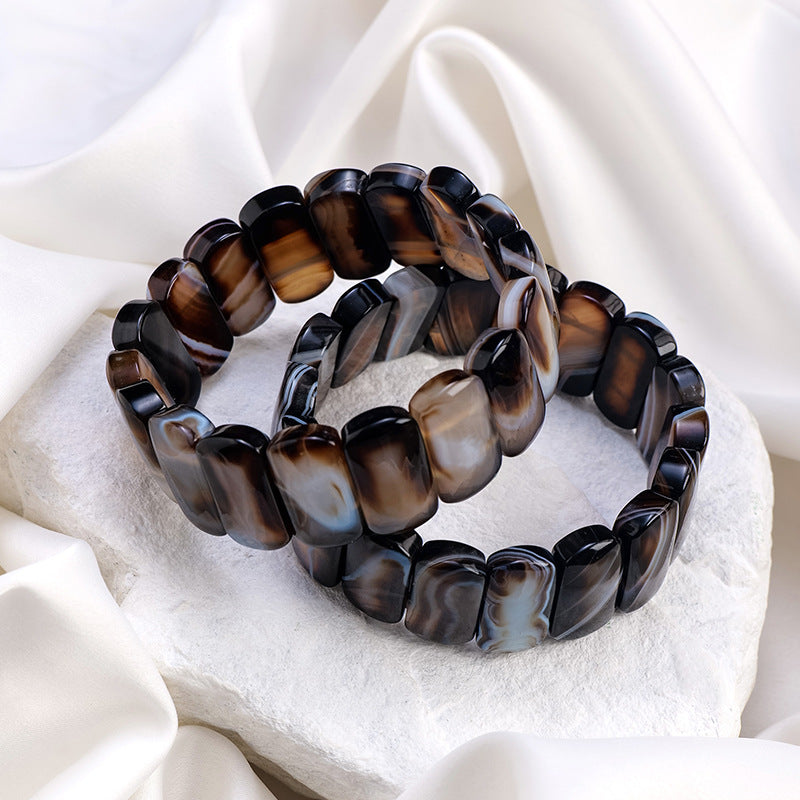 Olivenorma Natürlicher Sardonyx Rechteckige Perlen Armband