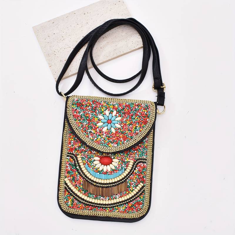 Olivenorma Ethnic Style Perlen Crossbody Handytasche 