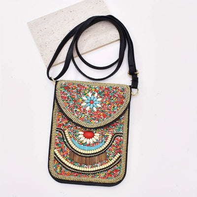 Olivenorma Ethnic Style Perlen Crossbody Handytasche 