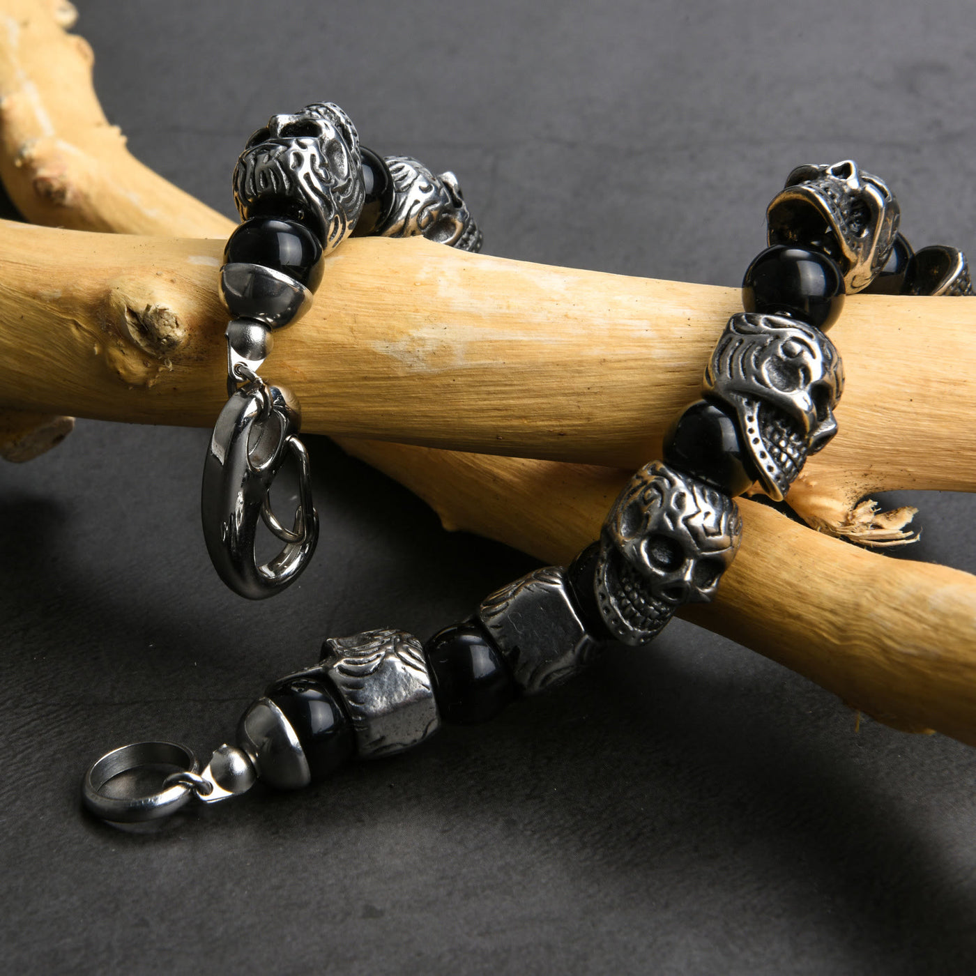 Olivenorma Armband aus natürlichem Tigerauge, handgefertigt, Edelstahl