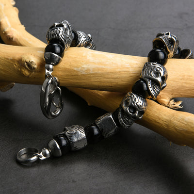 Olivenorma Armband aus natürlichem Tigerauge, handgefertigt, Edelstahl