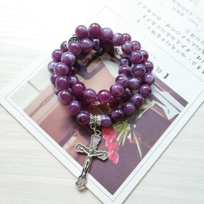 Olivenorma Amethyst Kreuzanhänger Rosenkranz Armband